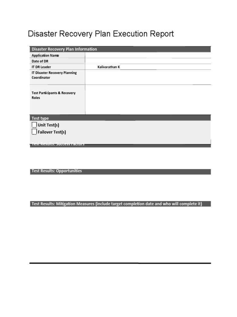DR Test Report Template  PDF Throughout Dr Test Report Template