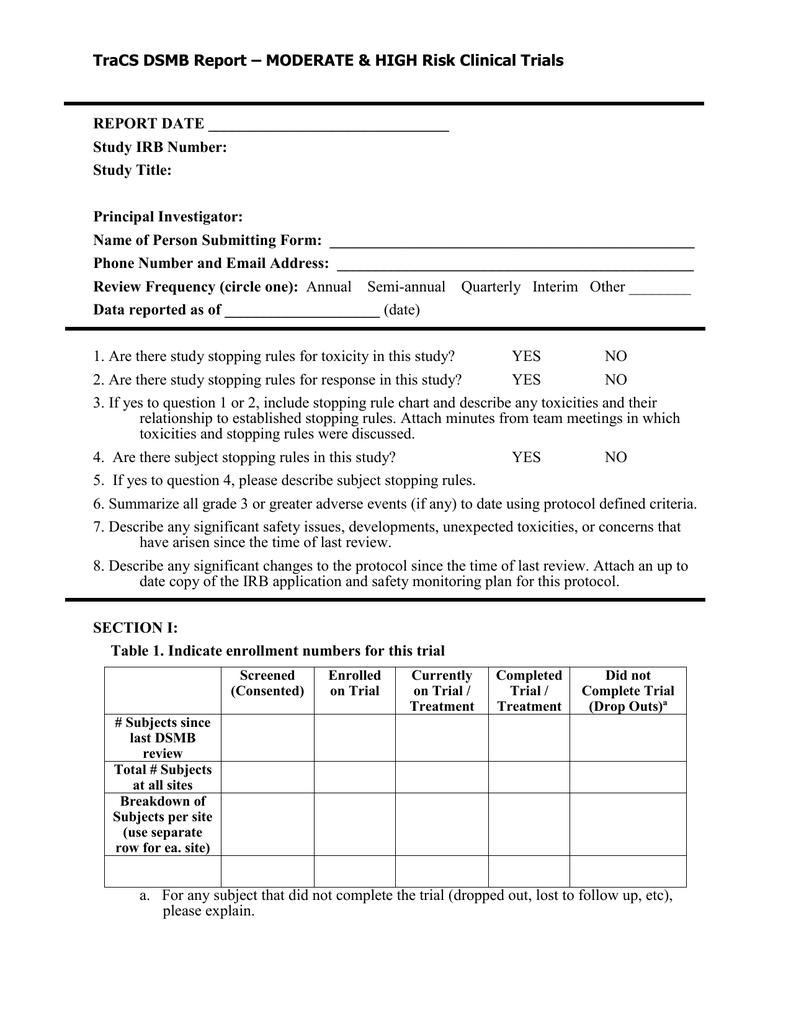 DSMB Report Form Template Pertaining To Dsmb Report Template