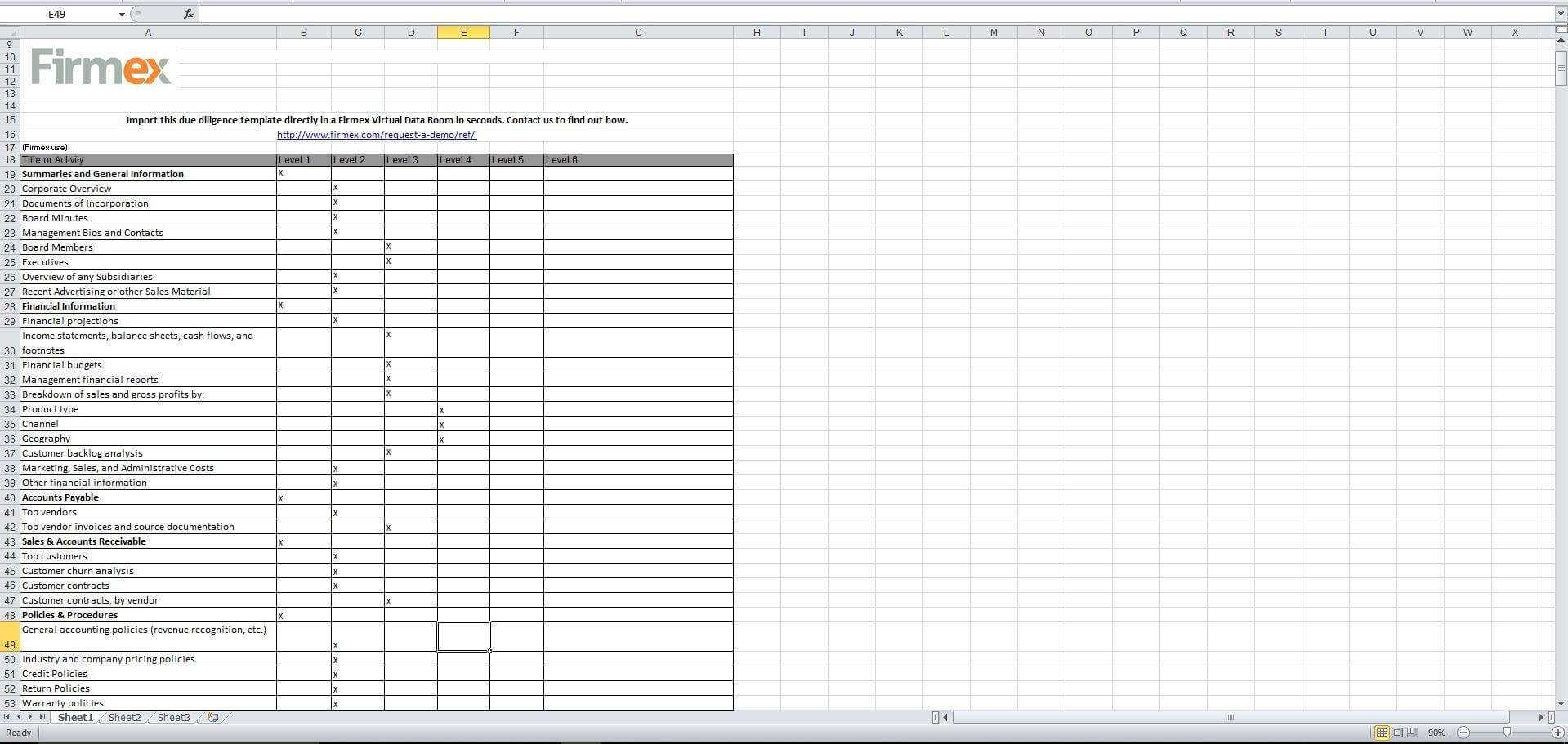 Due Diligence Excel Checklist – Templarket