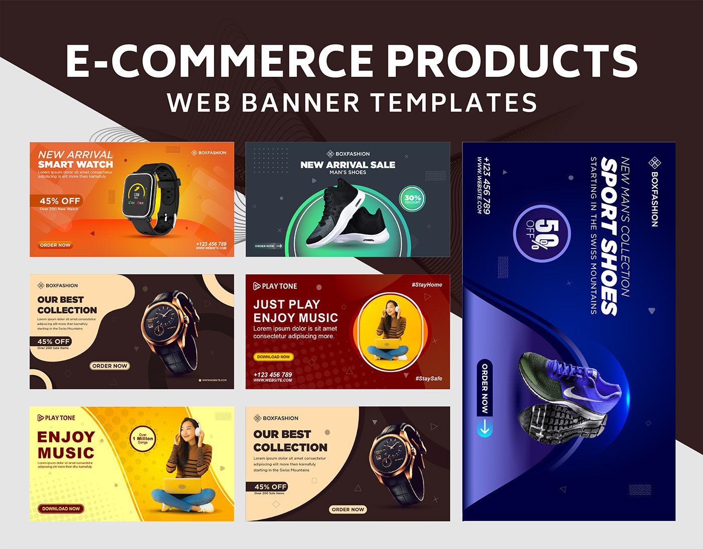 E Commerce Products Web Banner Template Free Download On Behance Regarding Product Banner Template
