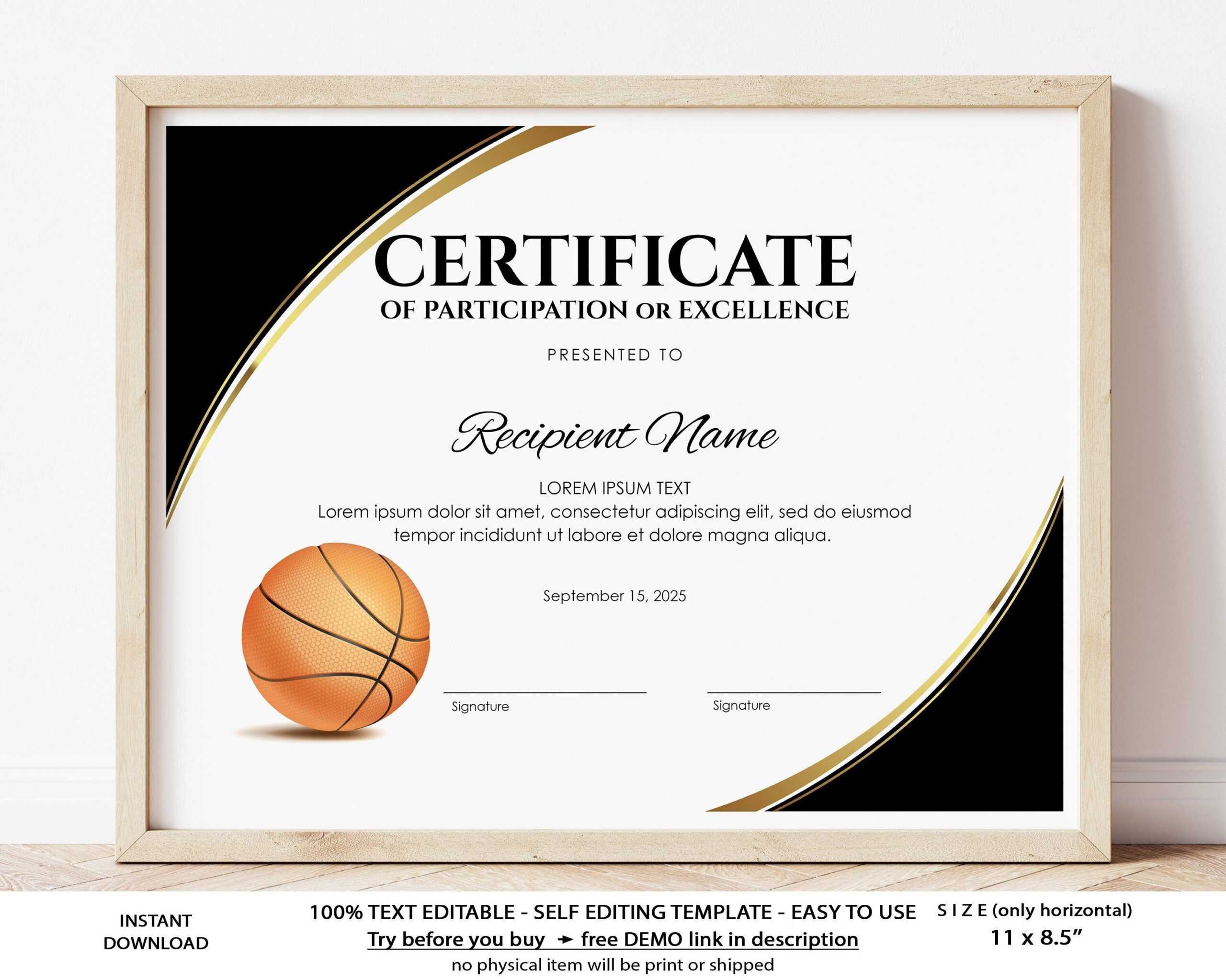EDITABLE Basketball Award Certificate Template Printable - Etsy EDITABLE Basketball Award Certificate Template Printable - Etsy
