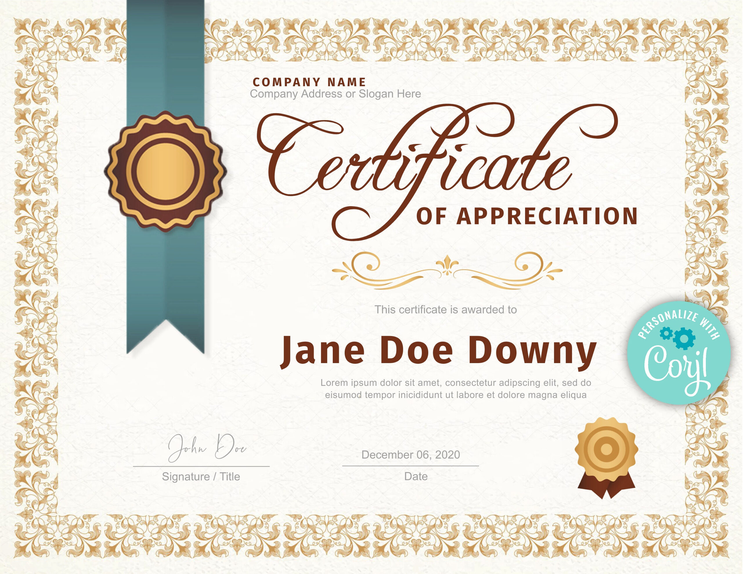 EDITABLE Certificate of Appreciation Template Certificate of - Etsy