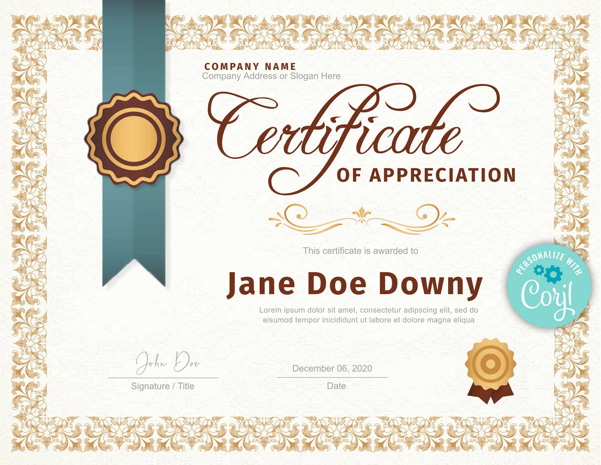 EDITABLE Certificate Of Appreciation Template Certificate Of – Etsy