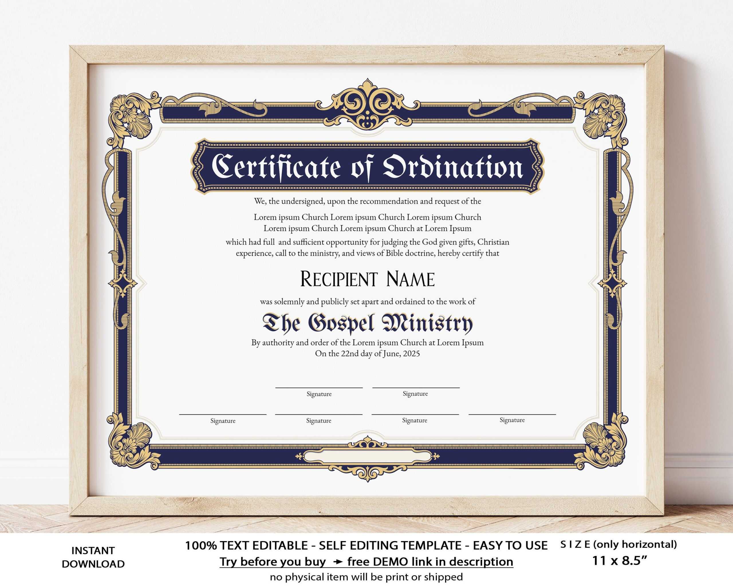 Editable Certificate Of Ordination Gospel Ministry – Etsy