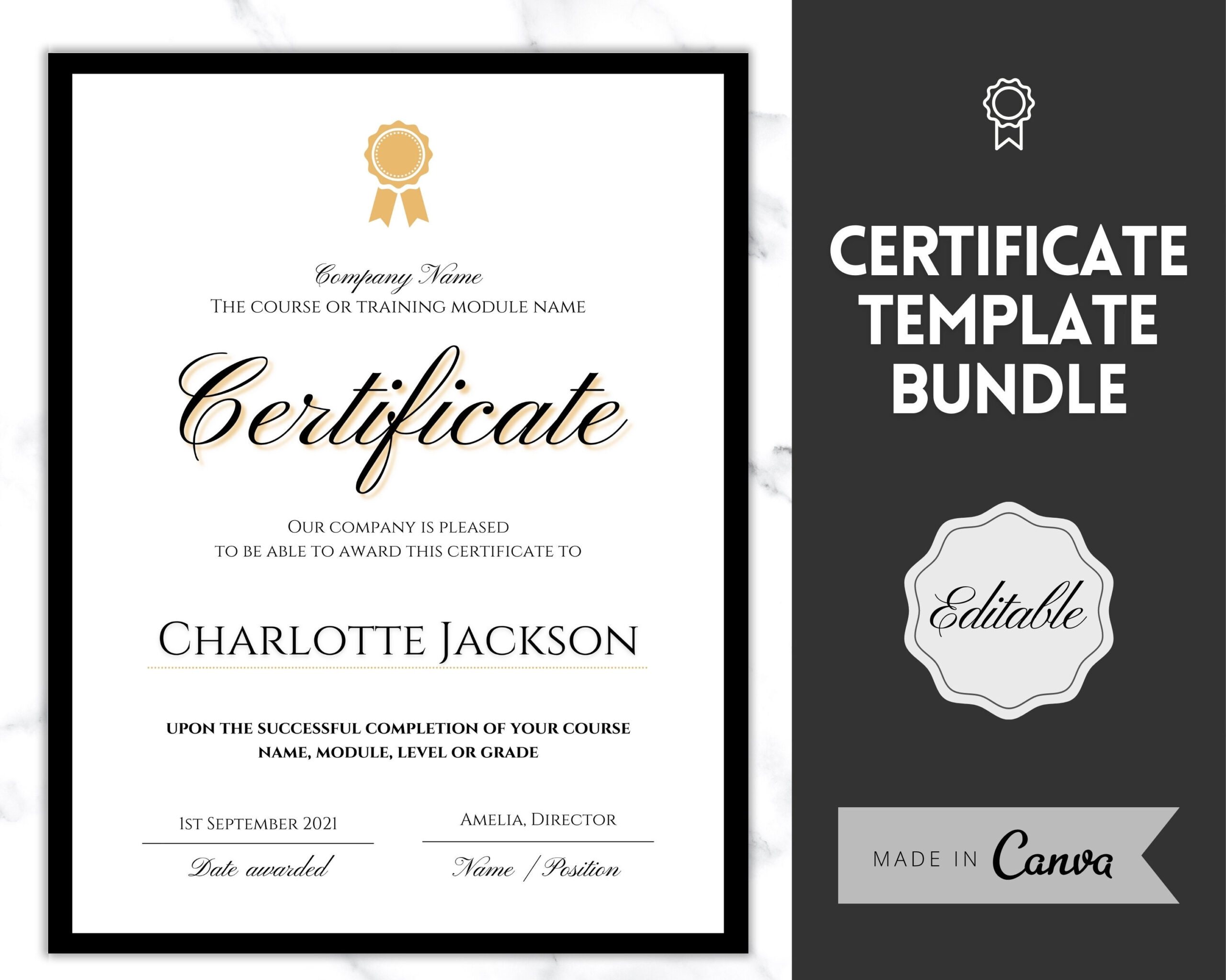 Editable Certificate Template Certificate of Completion - Etsy