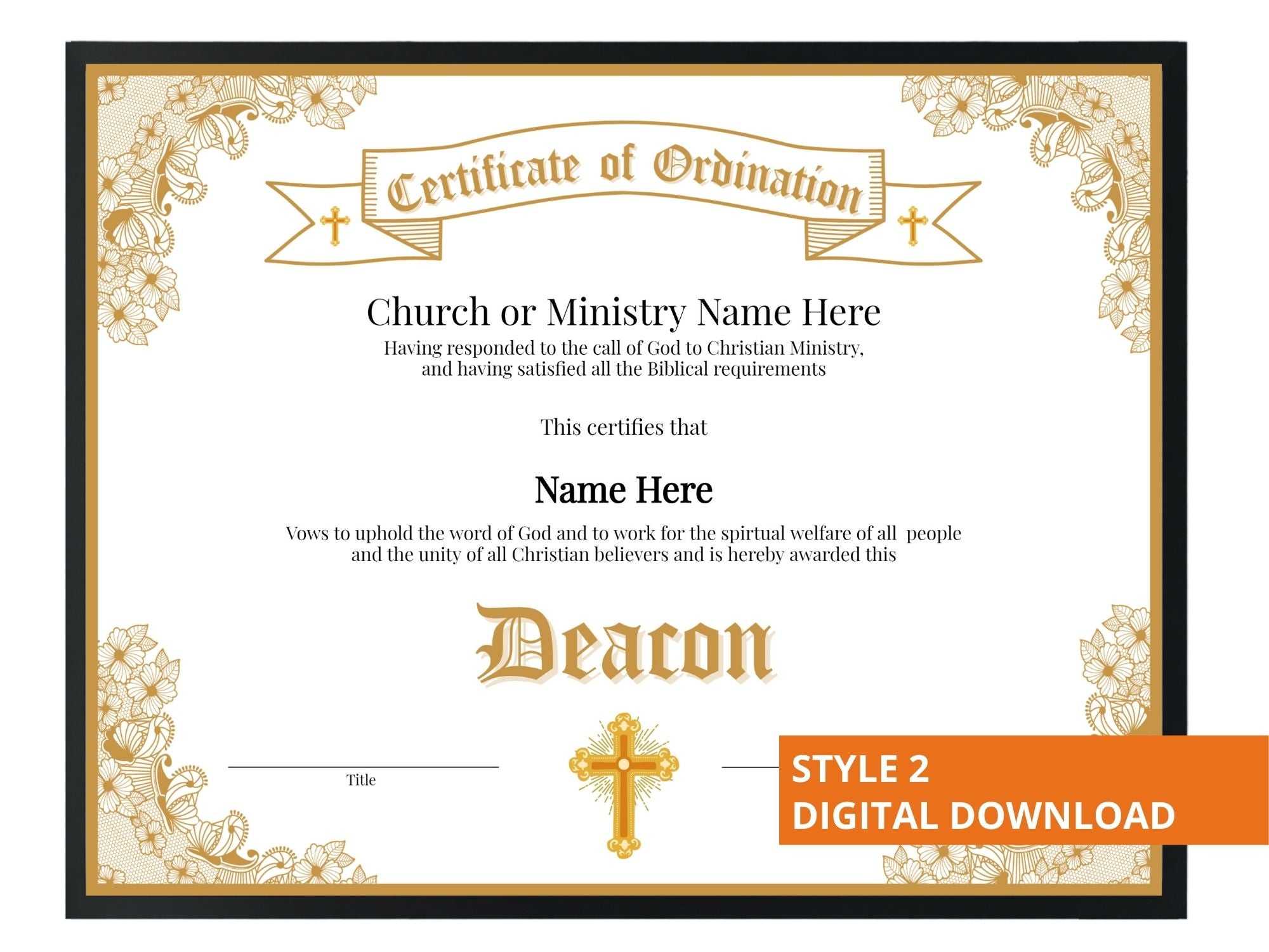 Editable Deacon Ordination Certificate Templates - Ajax Design Co