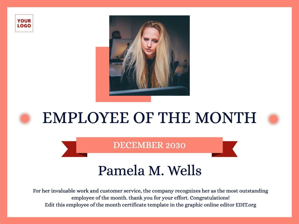 Editable employee of the month certificate templates Inside Employee Of The Month Certificate Templates