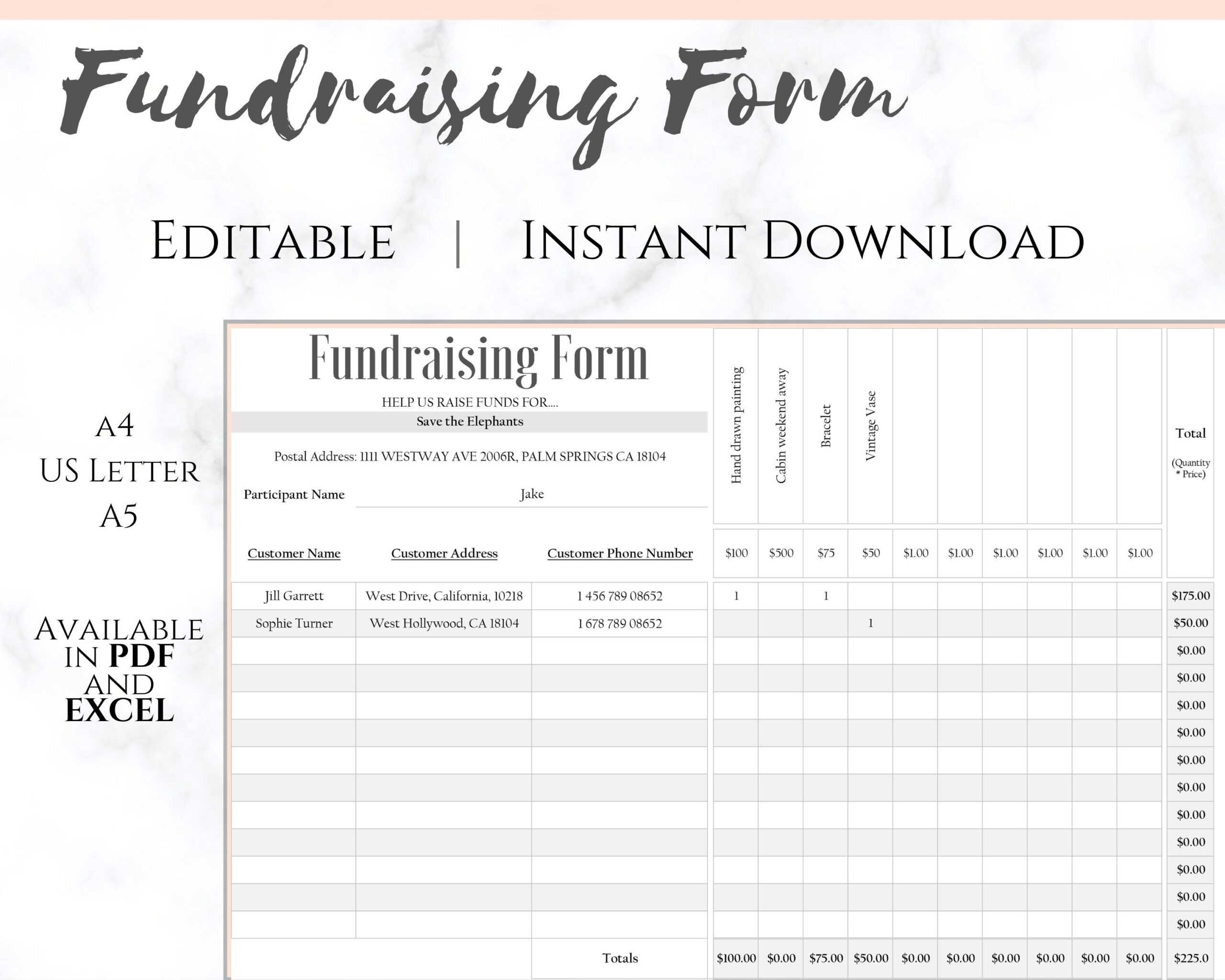 EDITABLE Fundraising Form Fundraiser Charitable Donation – Etsy