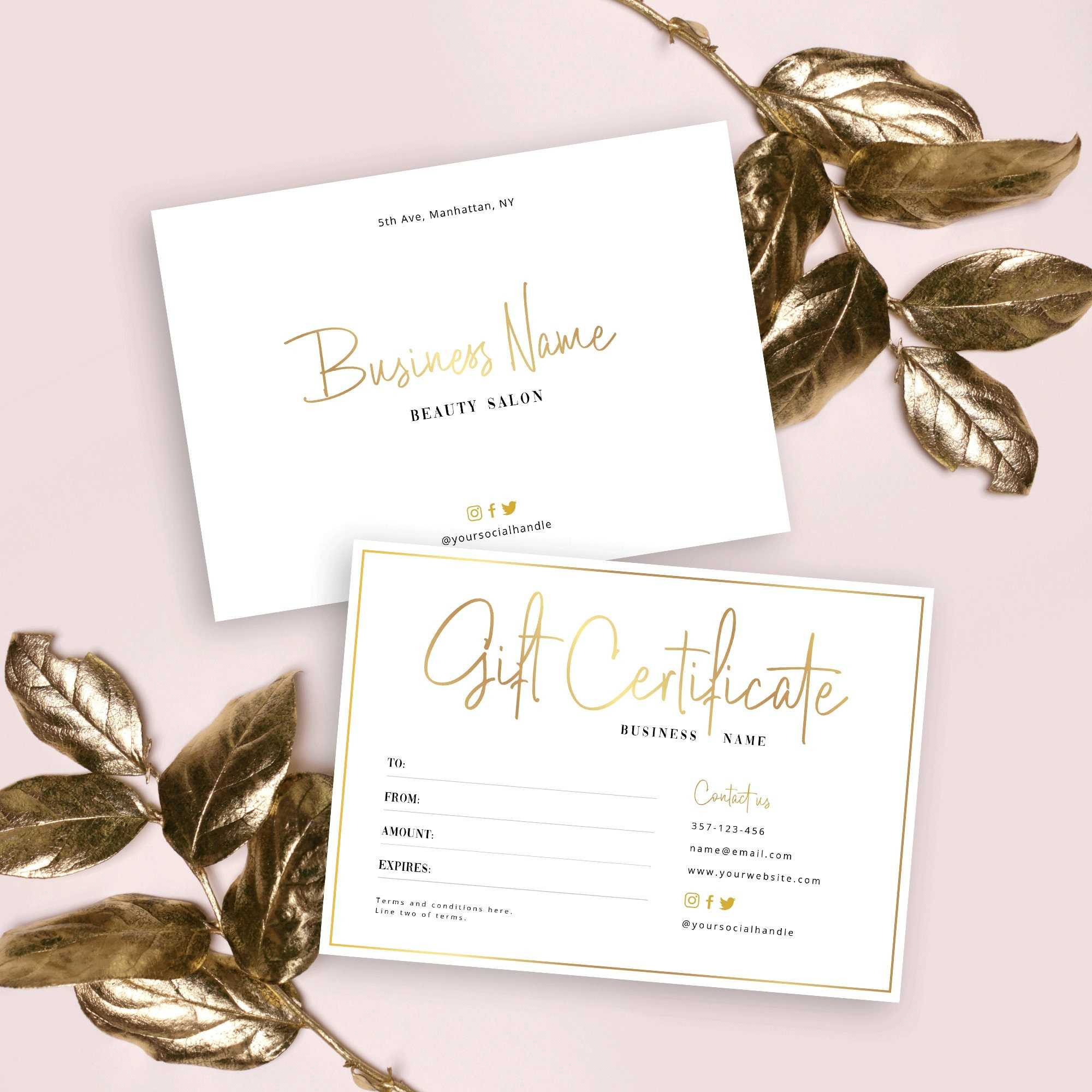 Editable Gift Certificate Template Custom Gift Card Instant - Etsy