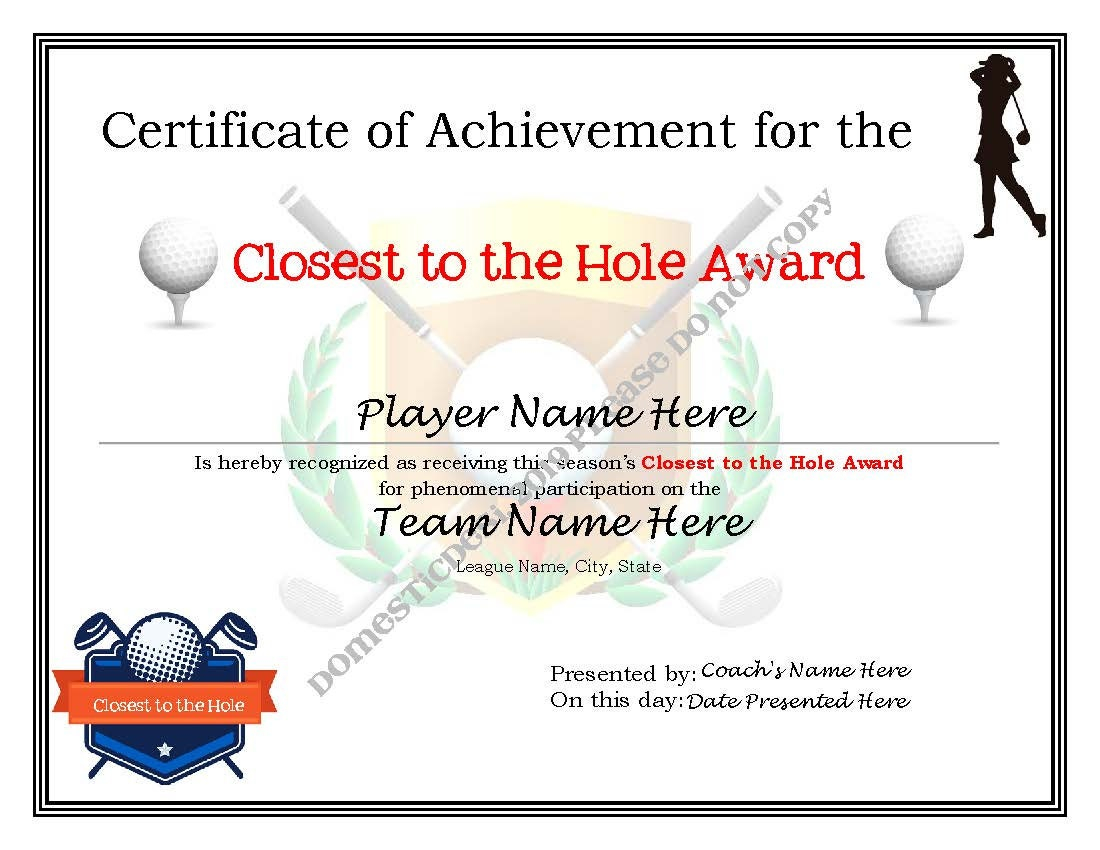 Editable Golf Certificates girls and Boys Downloadable and - Etsy  With Regard To Golf Certificate Templates For Word