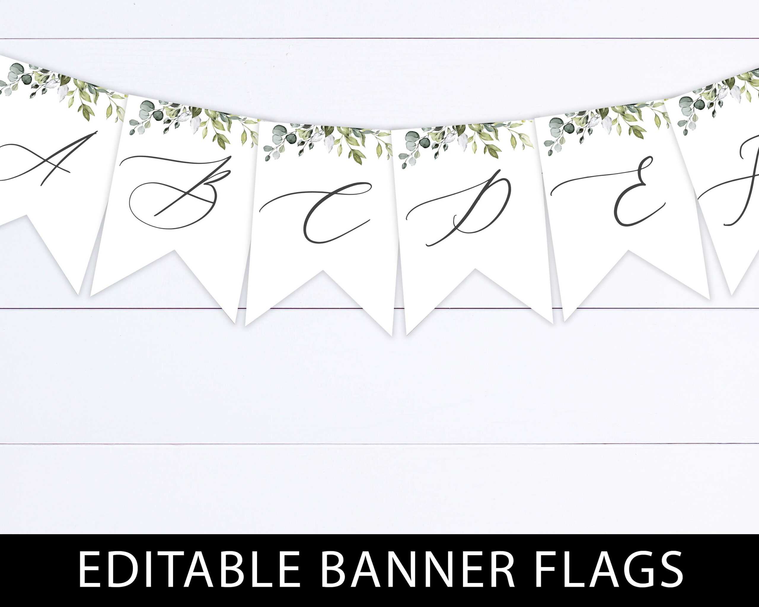 Editable Greenery Banner Template Printable Baby Shower Banner  With Baby Shower Banner Template