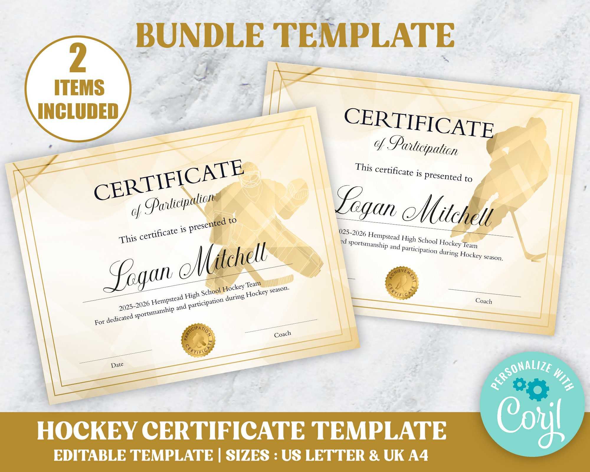 Editable Hockey Certificate Bundle Skater And Goalie – Etsy