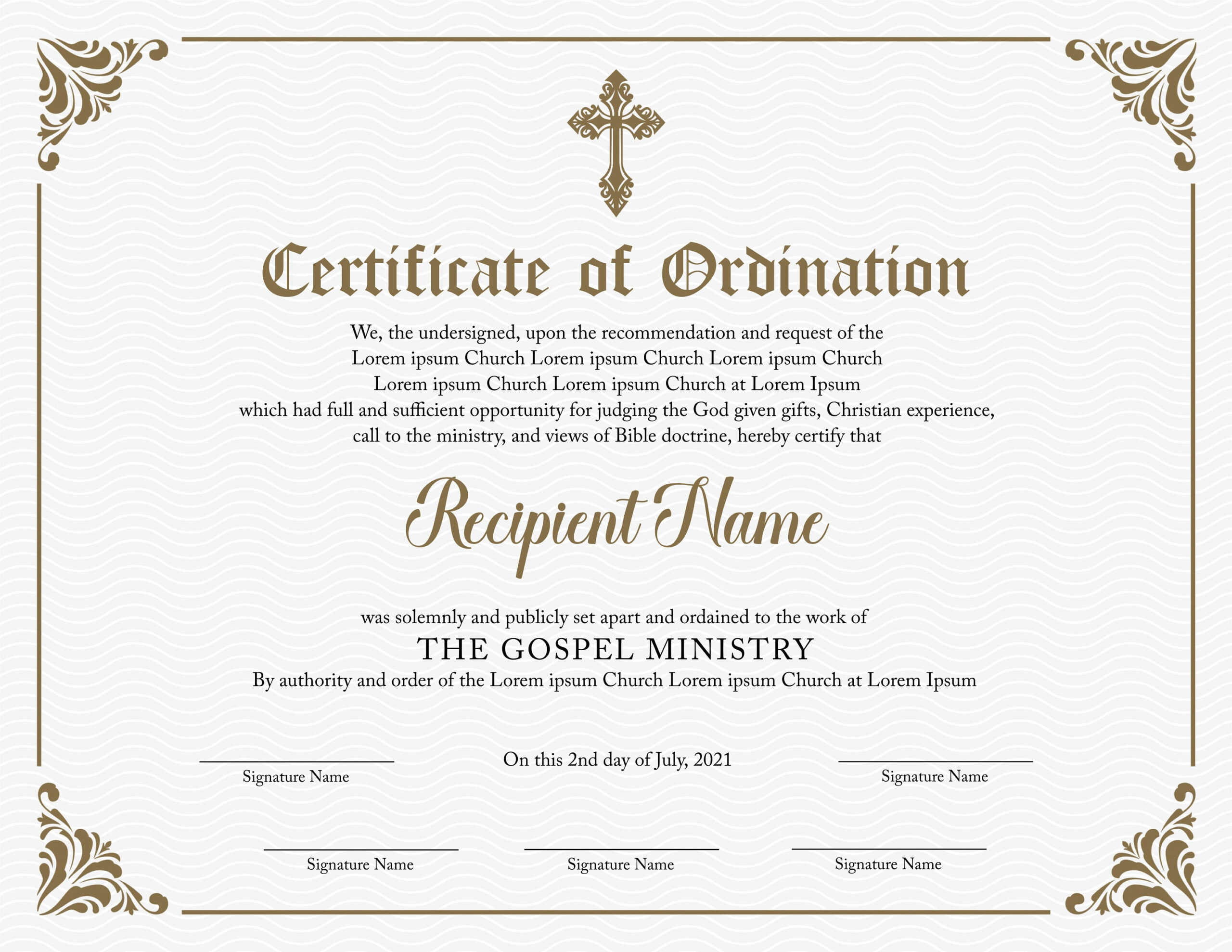 Editable Ordained Minister Certificate Template. Printable Certificate of  Ordination. Elegant Ordination Certificate. Instant Download