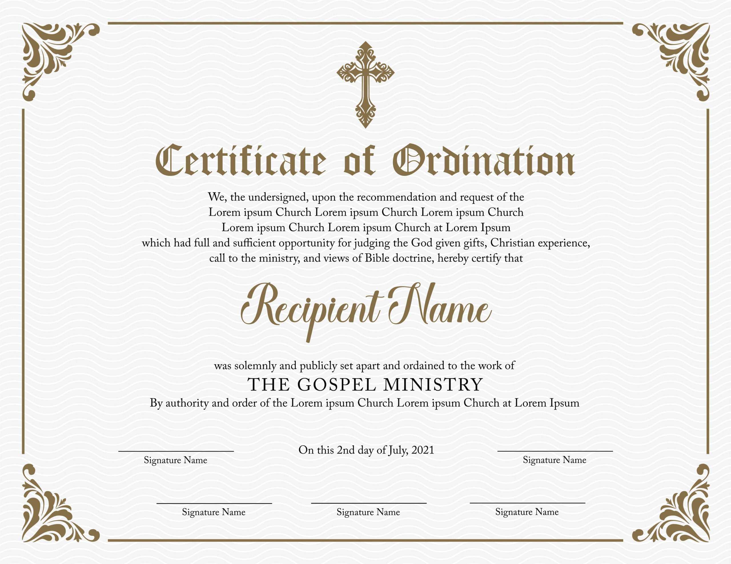 Editable Ordained Minister Certificate Template. Printable Certificate of  Ordination. Elegant Ordination Certificate. Instant Download.