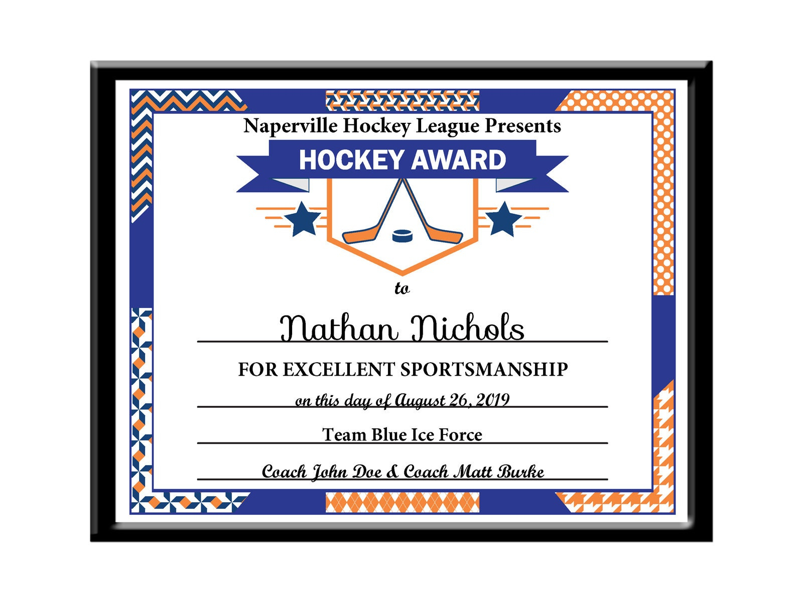 Editable PDF Hockey Sports Team Certificate Award Template - Etsy  With Hockey Certificate Templates