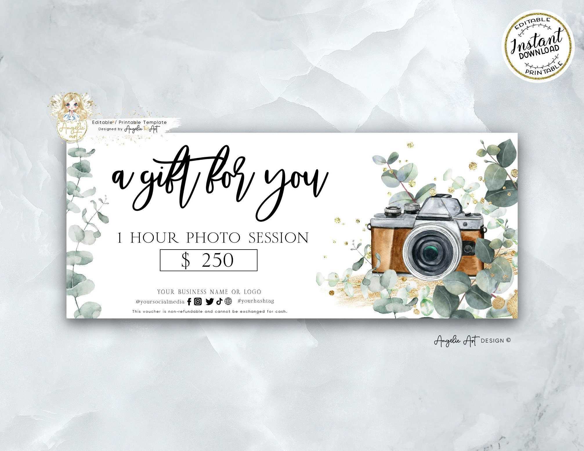 Editable Photography Gift Certificate Template Eucalyptus - Etsy