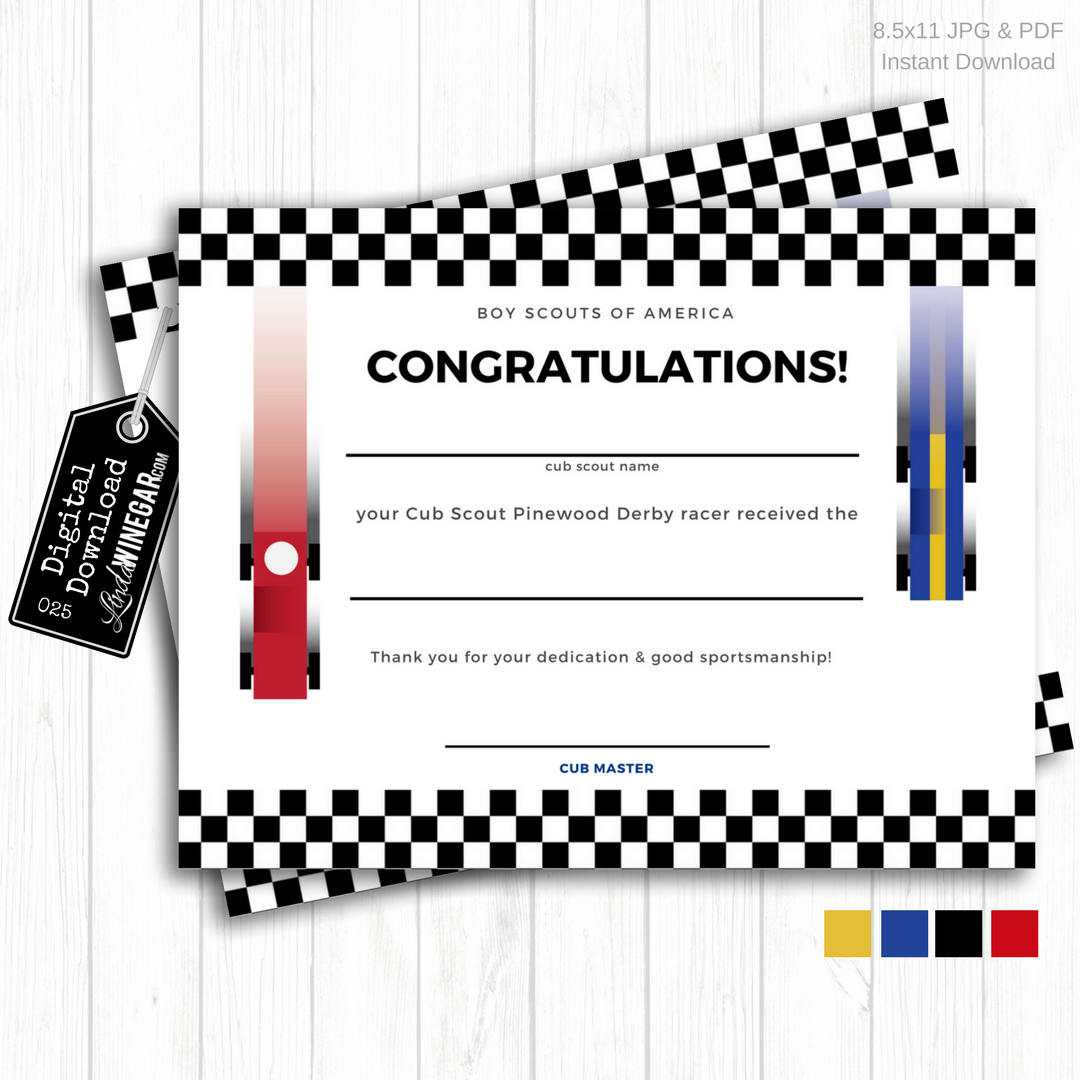 Editable Pinewood Derby Certificate Checkered Race Car Cub - Etsy In Pinewood Derby Certificate Template