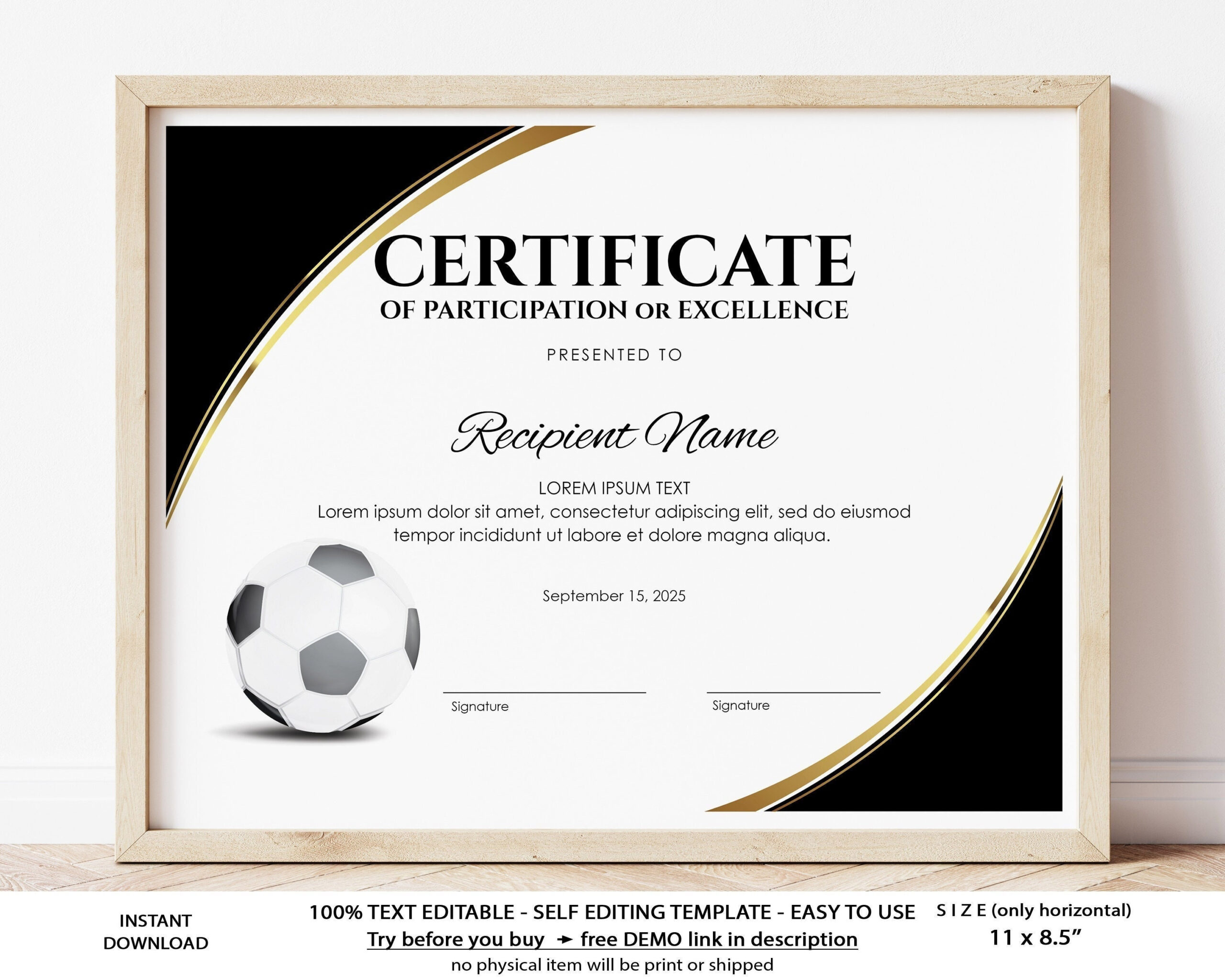 Editable Soccer Football Certificate Template Sports – Etsy