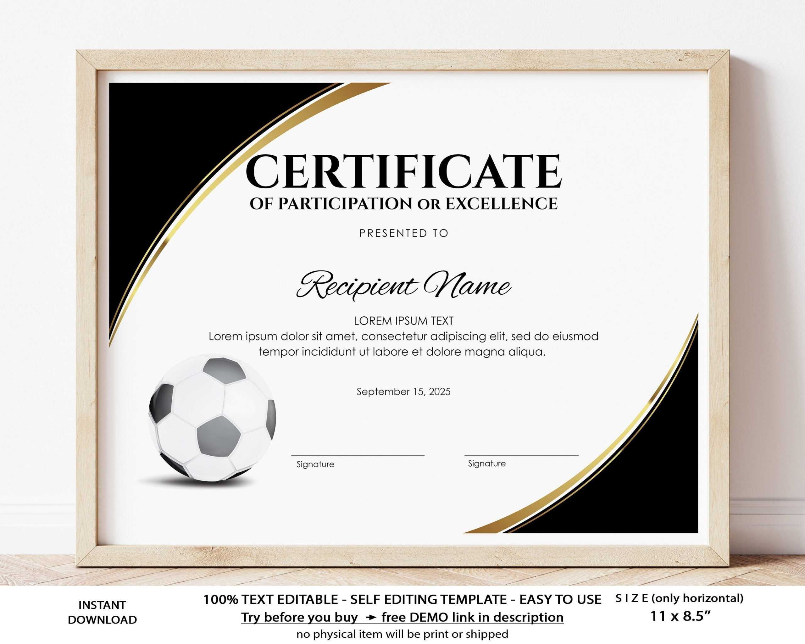 Editable Soccer Football Certificate Template Sports – Etsy