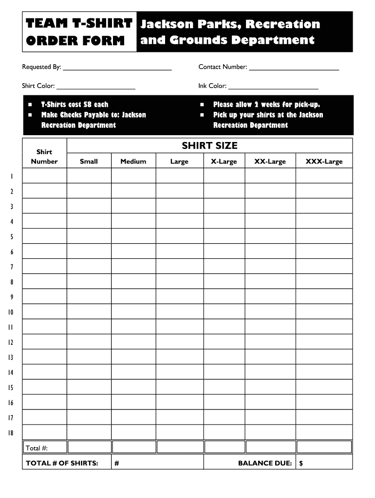 Editable T Shirt Order Form - Fill Online, Printable, Fillable  Within Blank T Shirt Order Form Template