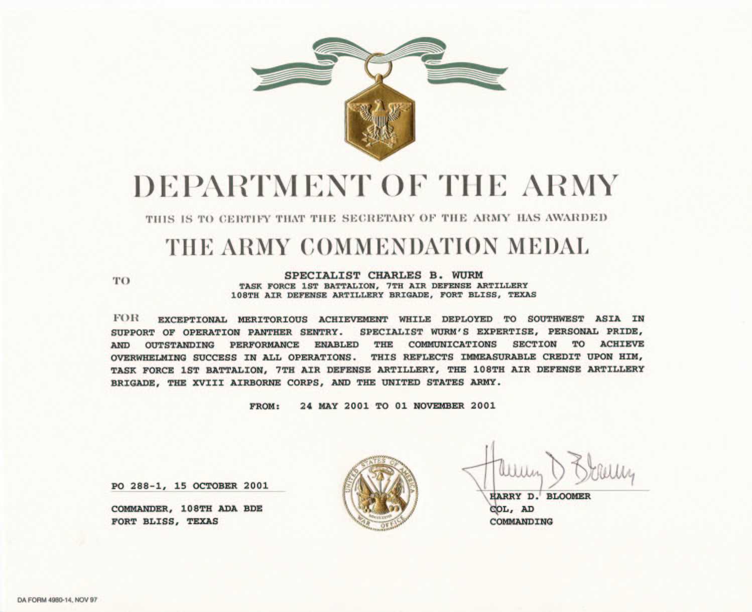 Education / Awards Inside Army Good Conduct Medal Certificate Template Education / Awards Inside Army Good Conduct Medal Certificate Template