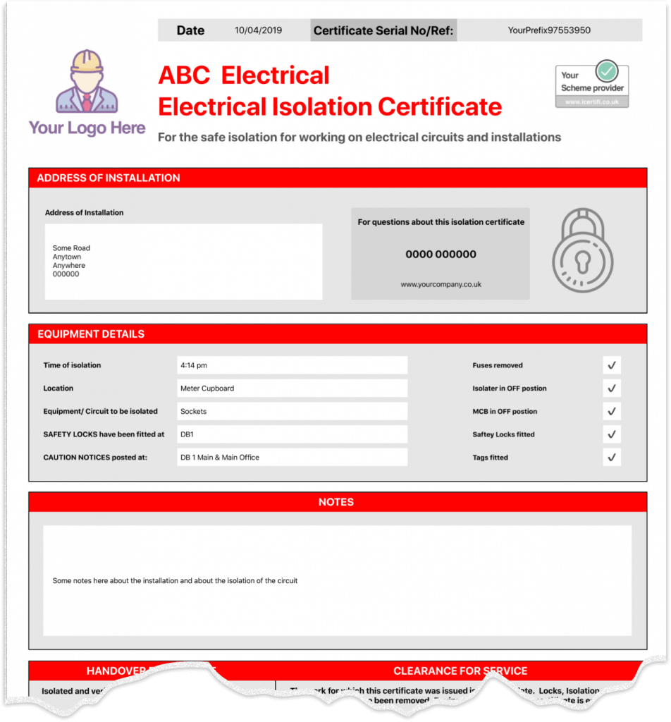 Electrical Isolation Certificate  Send Unlimited Certificates  Intended For Electrical Isolation Certificate Template