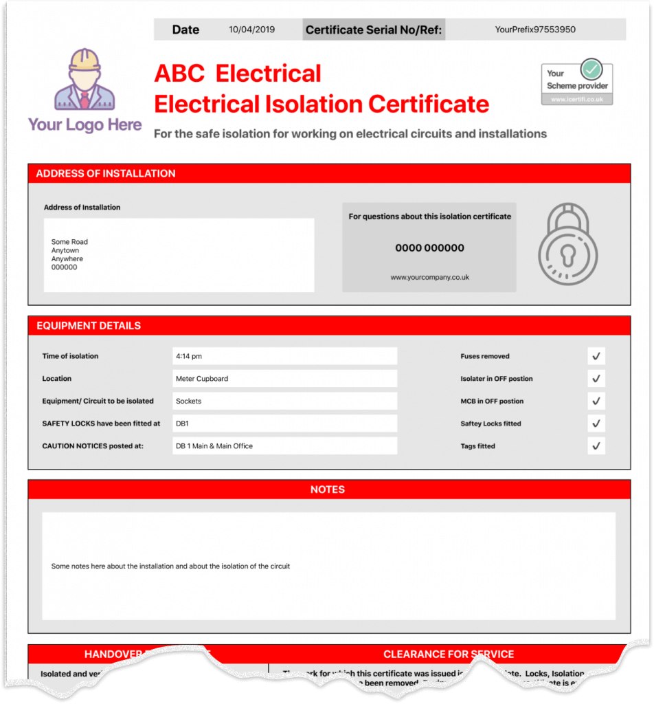 Electrical Isolation Certificate  Send Unlimited Certificates  Intended For Electrical Isolation Certificate Template