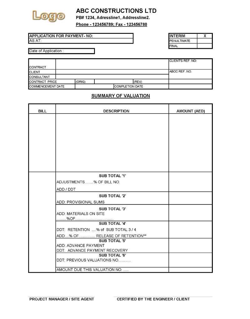 Electricveda.com  Payment Application Format For Construction