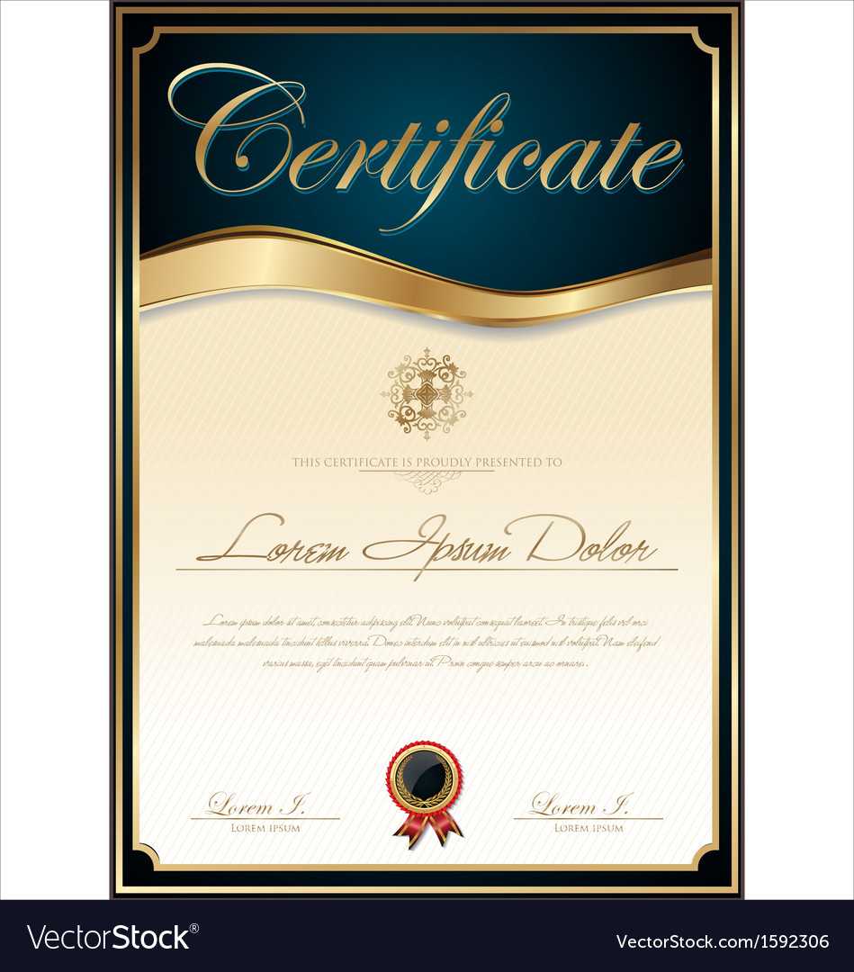 Elegant blue certificate template Royalty Free Vector Image Throughout High Resolution Certificate Template