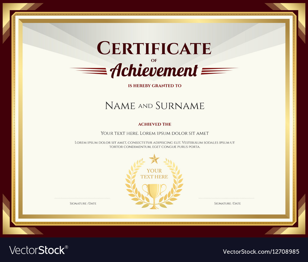 Elegant certificate of achievement template Vector Image Pertaining To Certificate Of Attainment Template