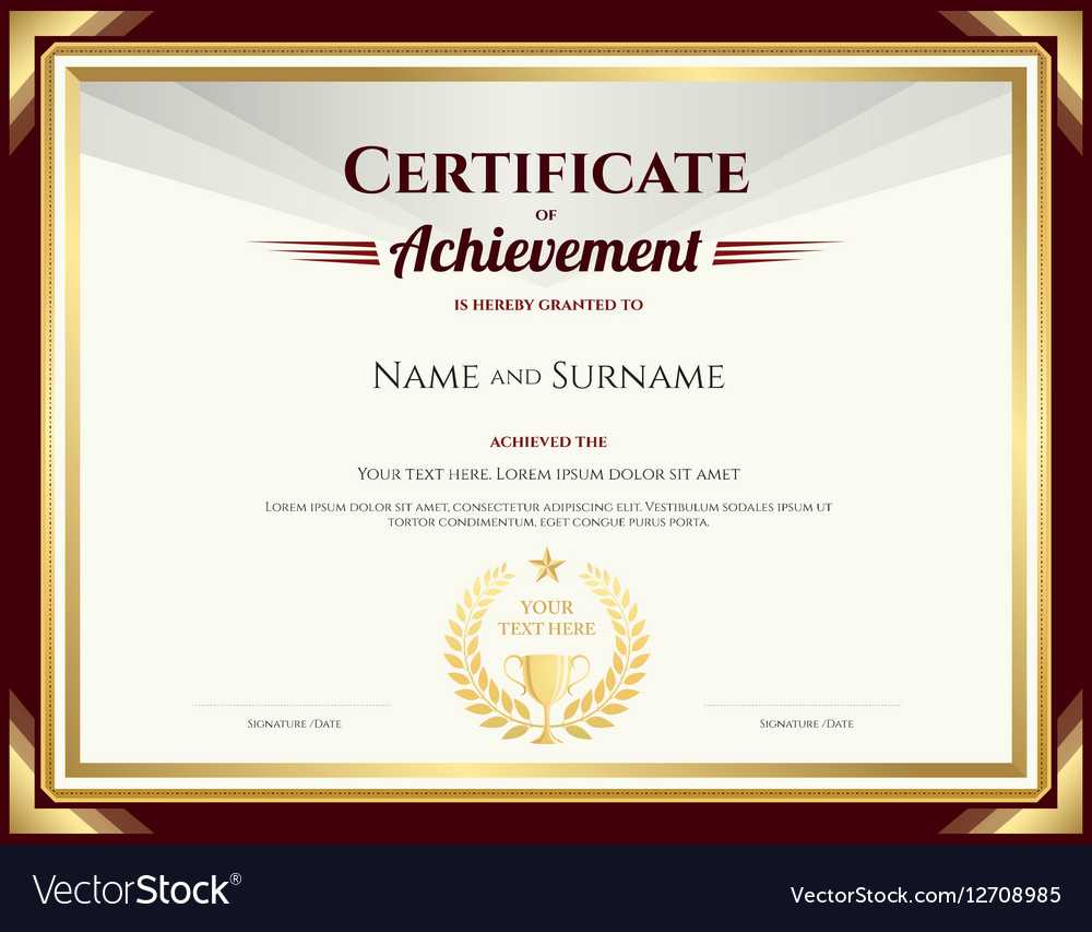 Elegant Certificate Of Achievement Template Vector Image Pertaining To Certificate Of Attainment Template