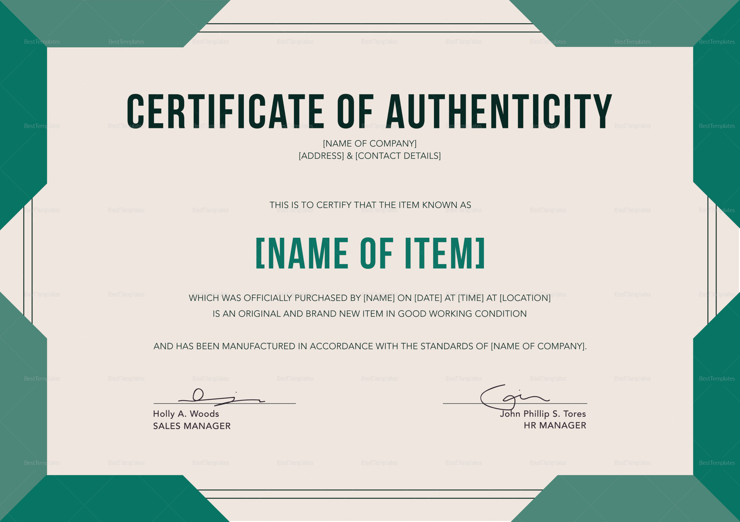 Elegant Certificate Of Authenticity Design Template In PSD, Word  Pertaining To Certificate Of Authenticity Template