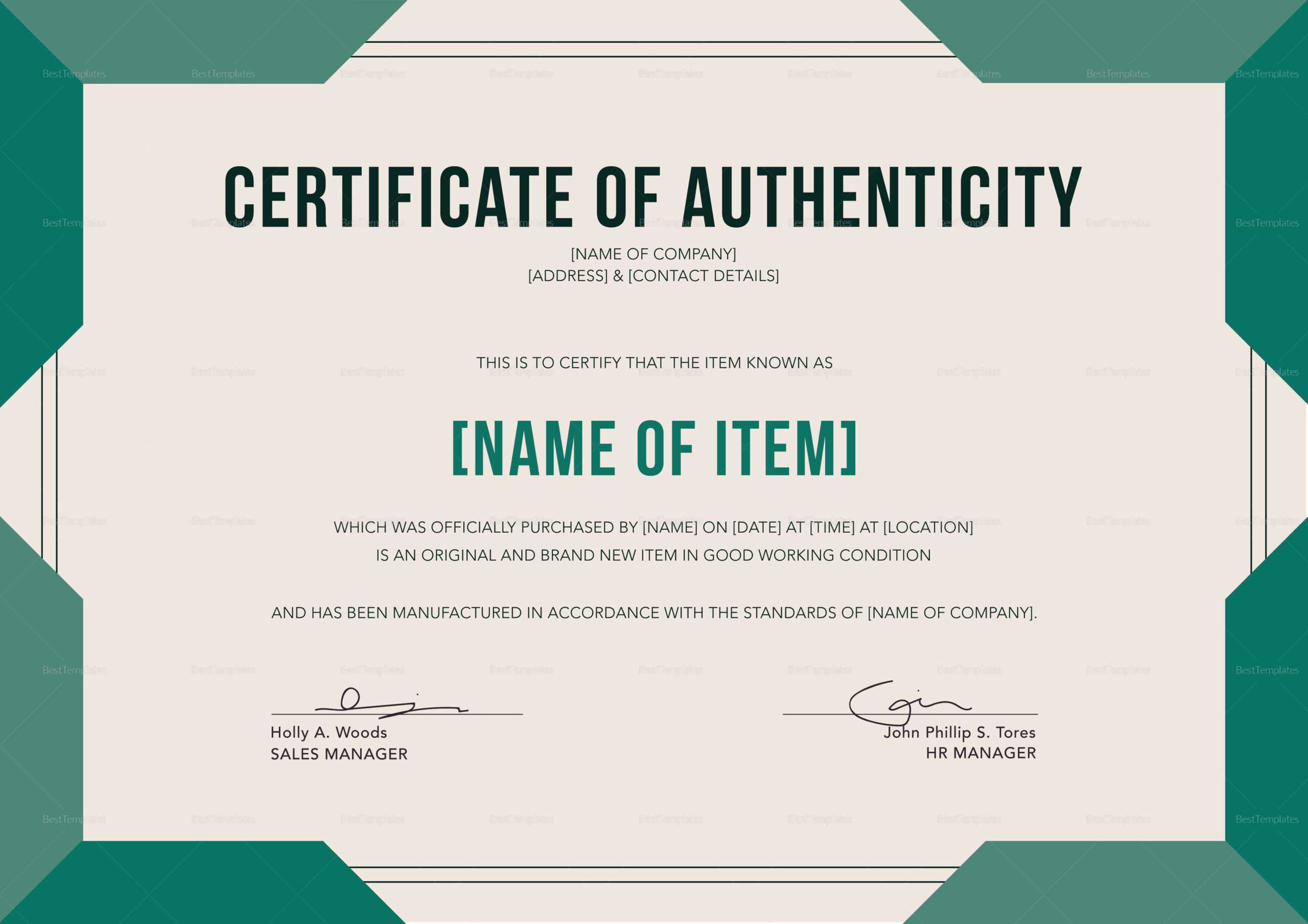 Elegant Certificate Of Authenticity Design Template In PSD, Word  Pertaining To Certificate Of Authenticity Template