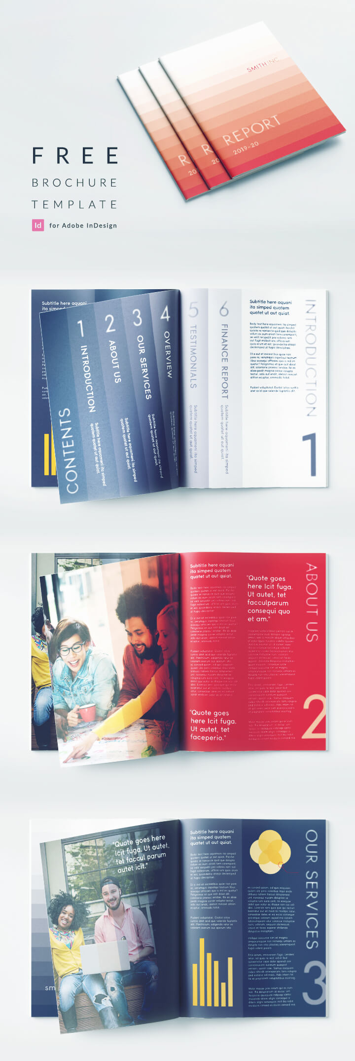 Elegant Corporate Brochure or Report InDesign Template  Free Download Inside Free Indesign Report Templates