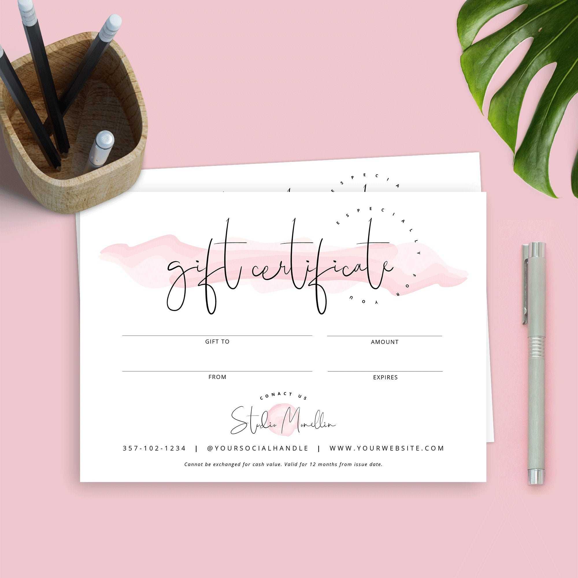 Elegant Gift Certificate Template Watercolor Gift Voucher - Etsy