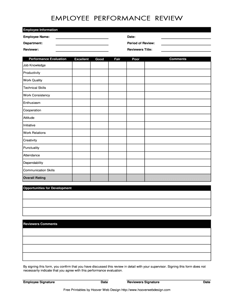 Employee Evaluation Form Pdf – Fill Online, Printable, Fillable  In Blank Evaluation Form Template