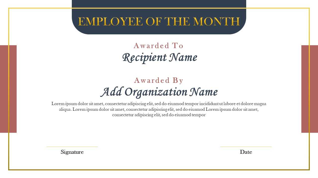 Employee Of The Month Certificate PowerPoint Template  PPT Templates Intended For Employee Of The Month Certificate Templates