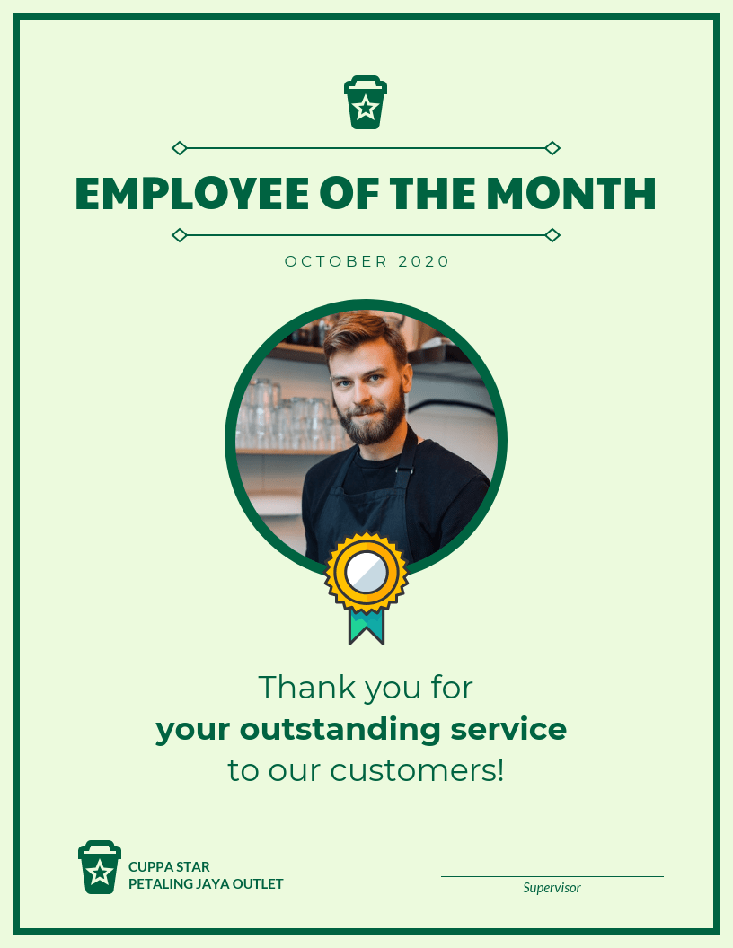 Employee Of The Month Certificate Template Regarding Employee Of The Month Certificate Template With Picture