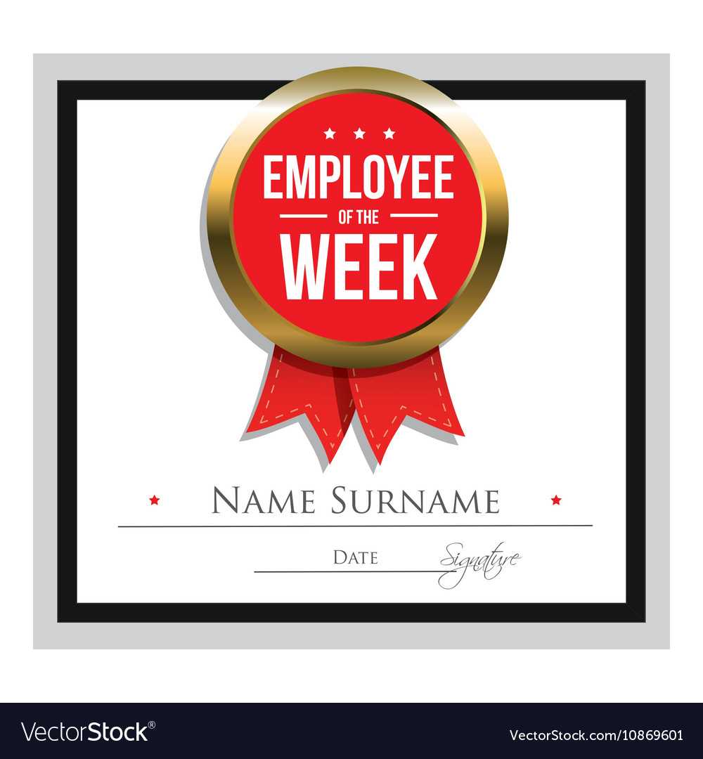 Employee Of The Week Certificate Template Vector Image Within Star Of The Week Certificate Template