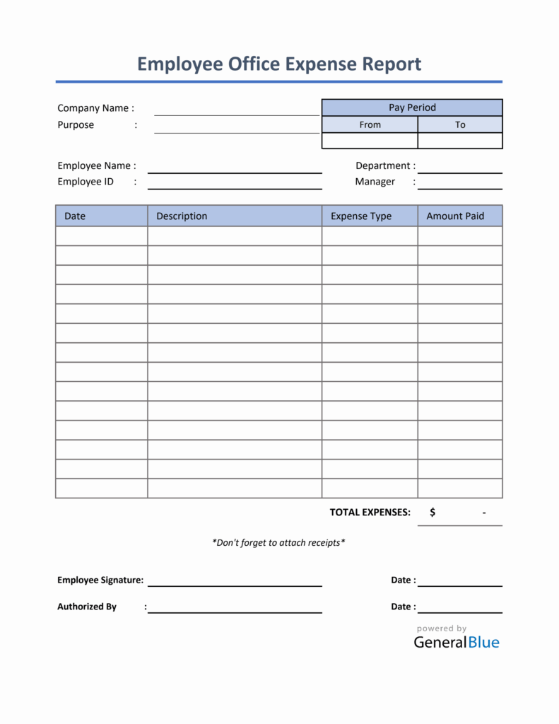 Employee Office Expense Report Template In Excel Throughout Company