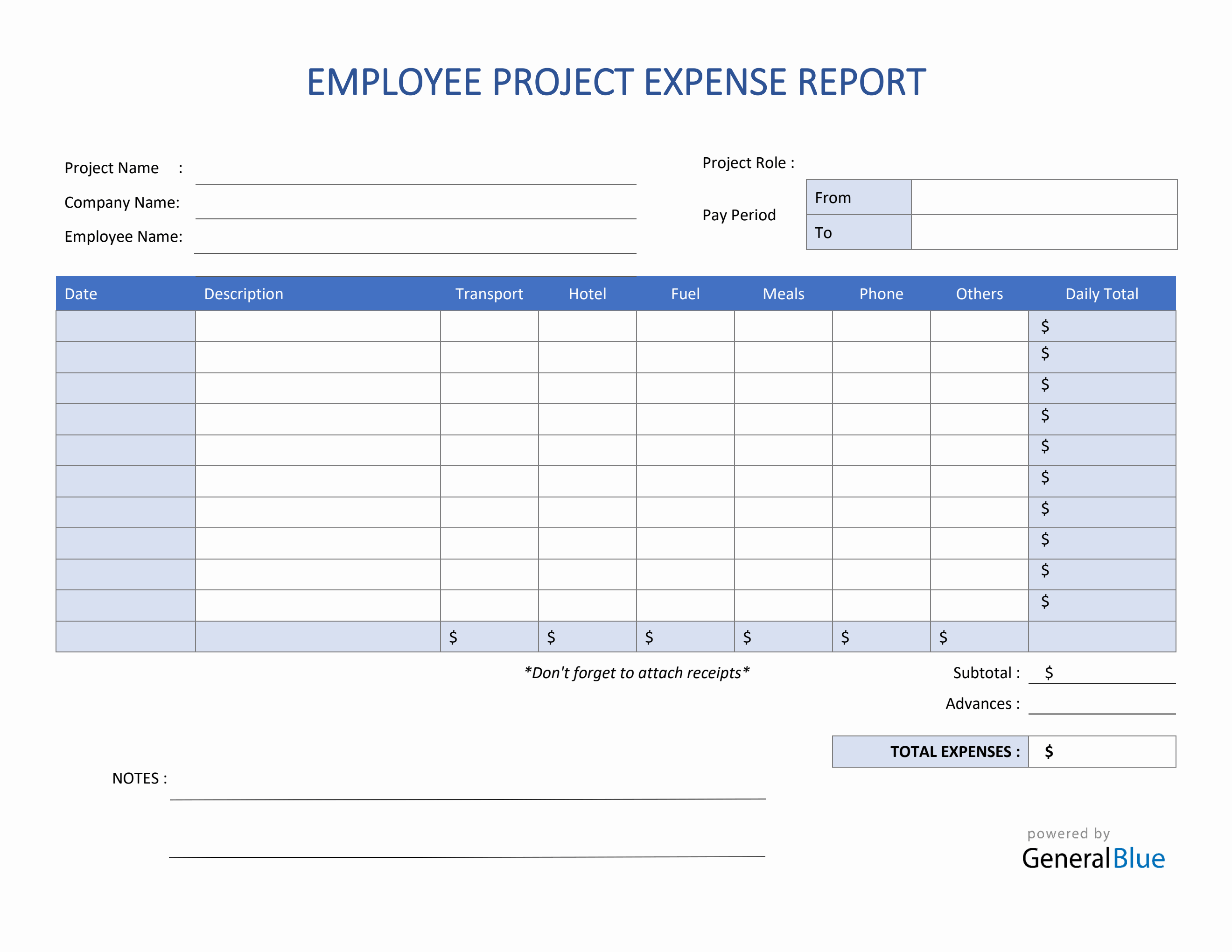 Employee Project Expense Report Template In Word Intended For Daily Expense Report Template