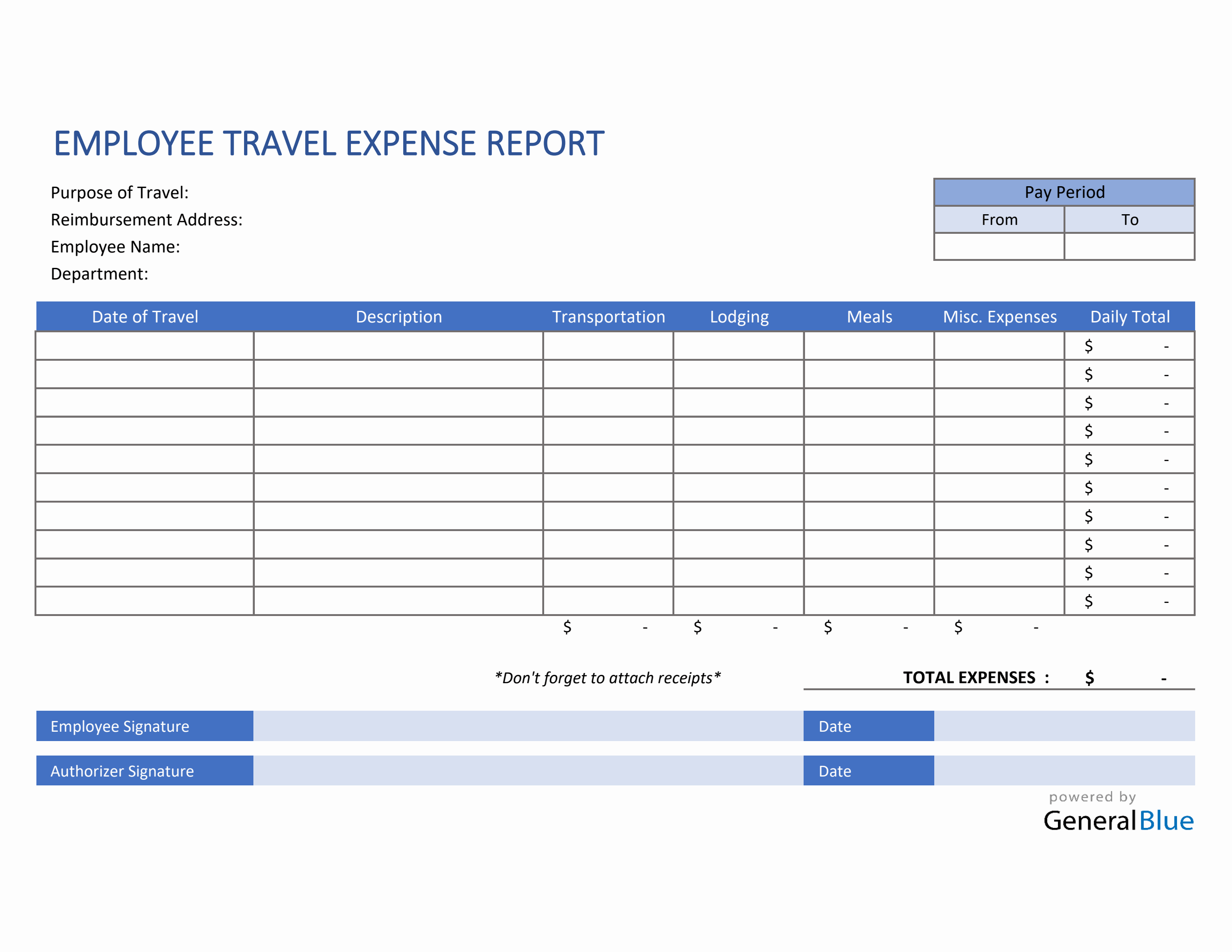 Employee Travel Expense Report Template in Excel Inside Per Diem Expense Report Template