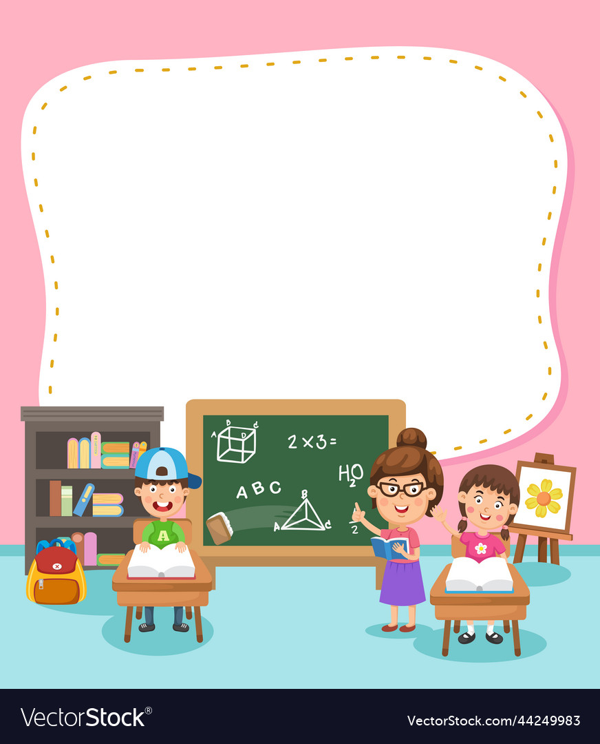 Empty banner template with children in classroom Vector Image With Regard To Classroom Banner Template