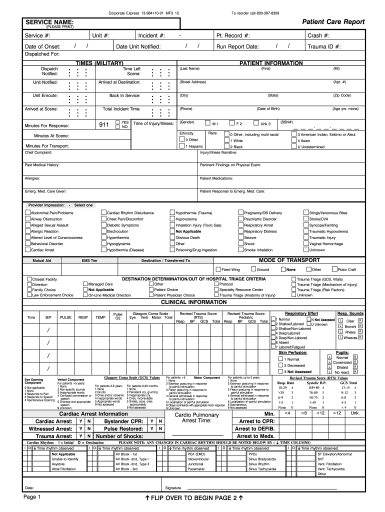 Ems Pcr Template Pdf - Fill Online, Printable, Fillable, Blank  With Regard To Patient Care Report Template