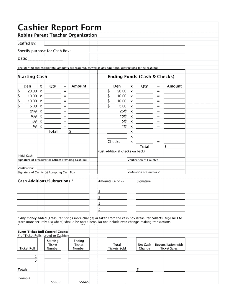 End Of Day Cash Register Report Template – Fill Online, Printable  With End Of Day Cash Register Report Template