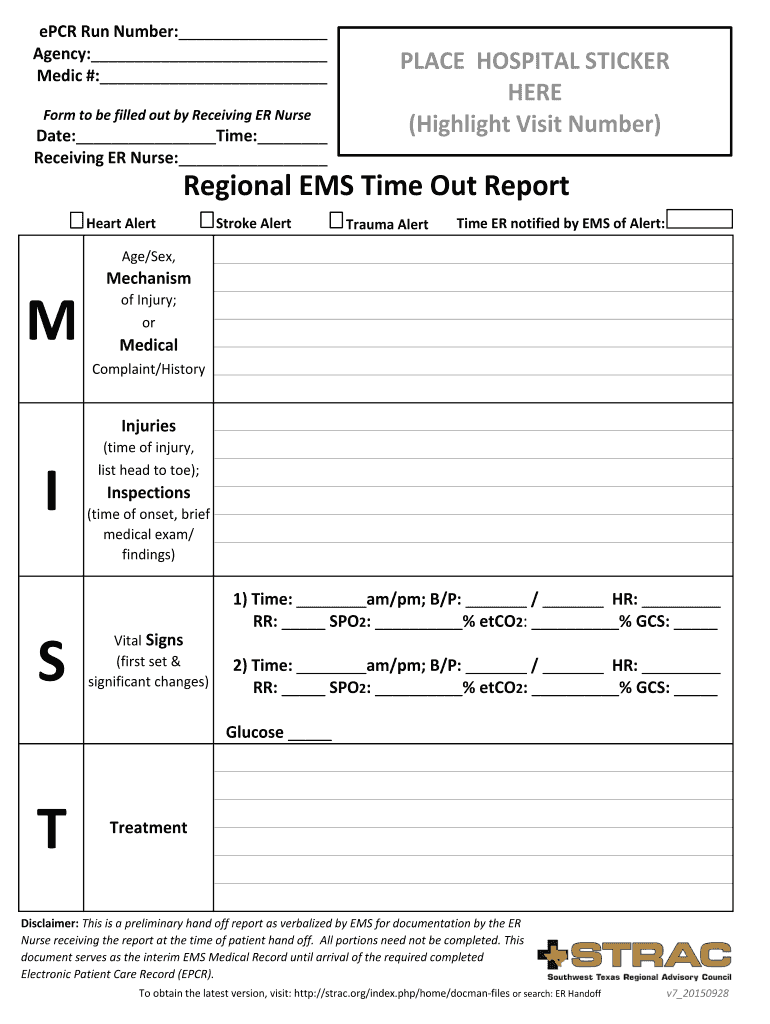 Er Nurse Report Sheet - Fill Online, Printable, Fillable, Blank  In Nursing Handoff Report Template