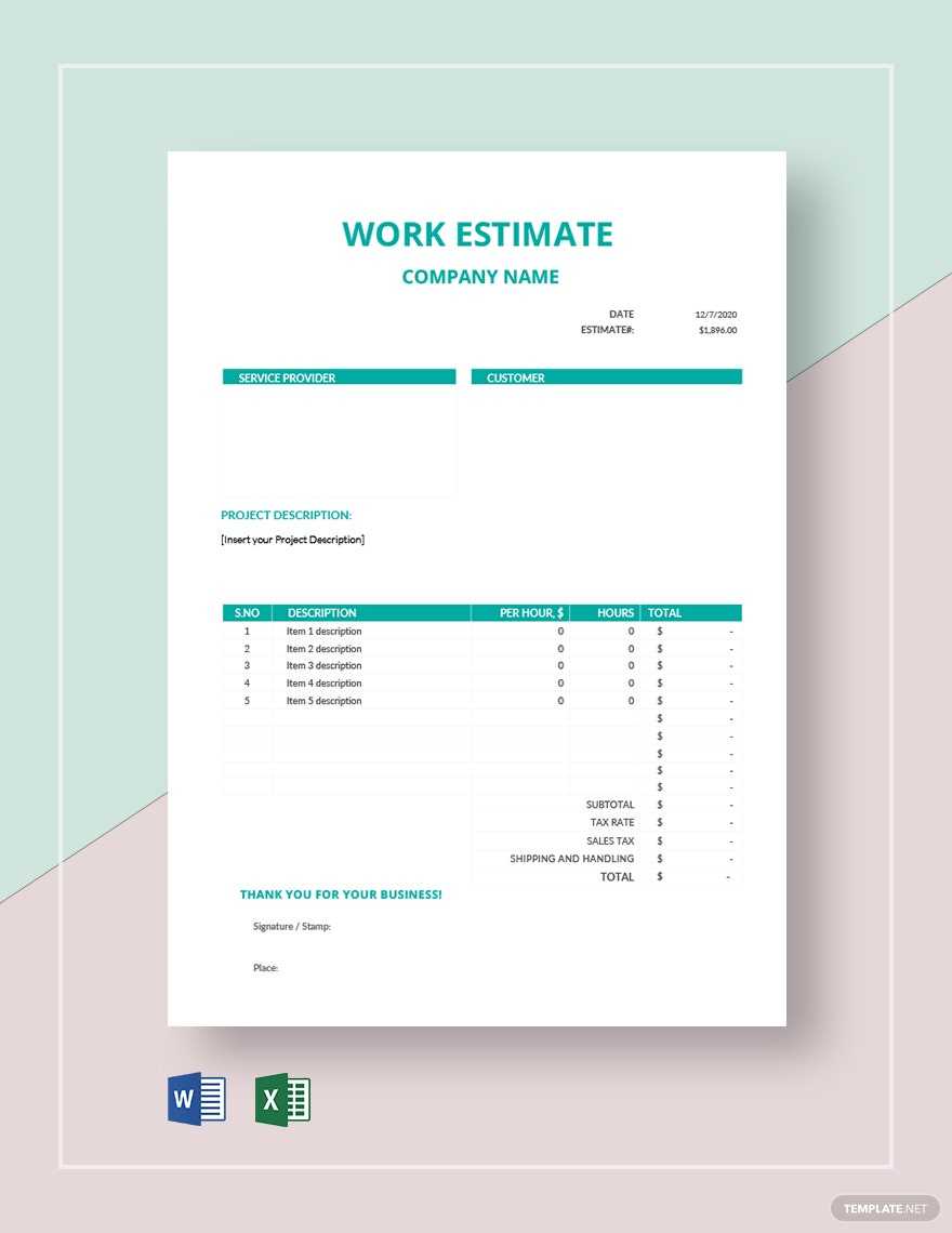 Estimate Sheets Templates – Format, Free, Download  Template