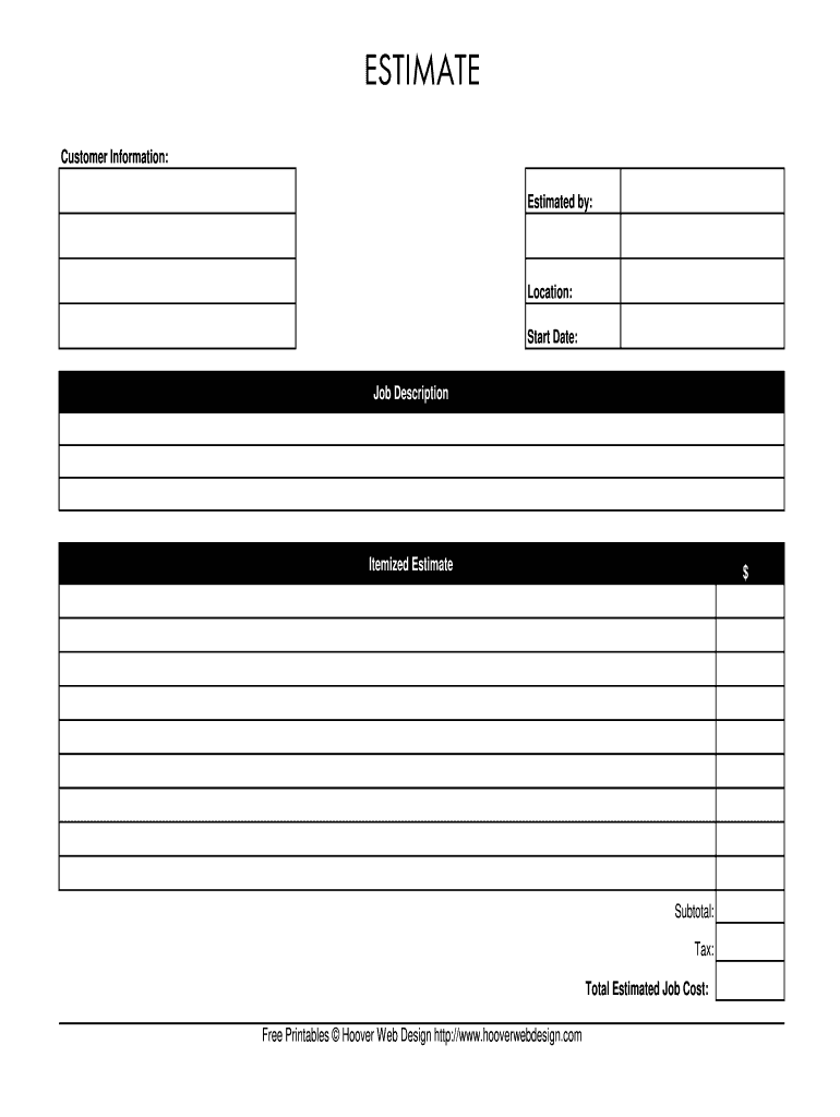 Estimate Template - Fill Online, Printable, Fillable, Blank  Regarding Blank Estimate Form Template