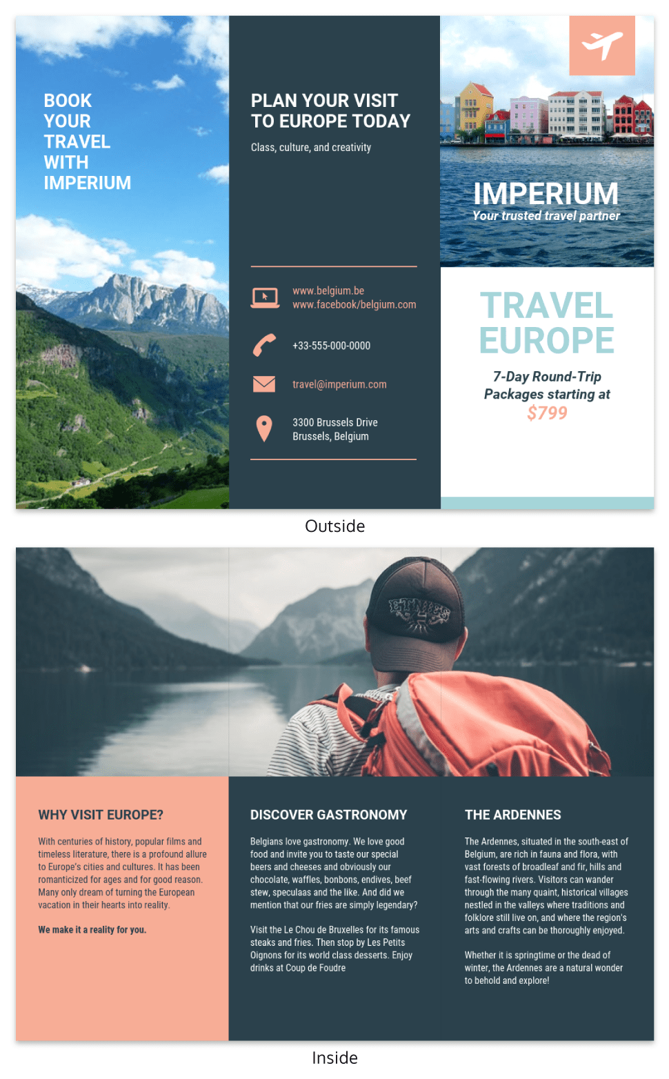 Europe Tourism Travel Tri Fold Brochure Template Within Country Brochure Template