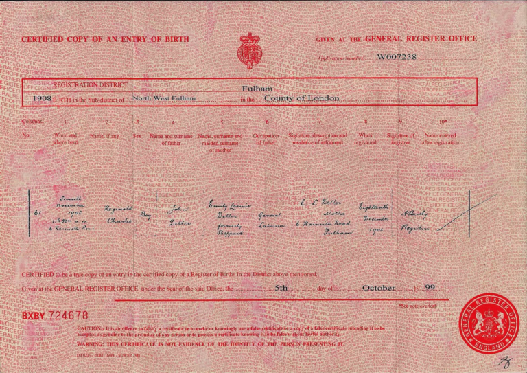 Birth Certificate Template Uk
